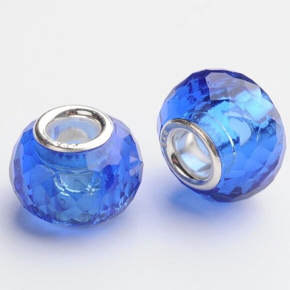 NWOT 128 Faceted Glass European Bead, 925 Sterling Silver Core Fit Pandora 2/$10 - Picture 1 of 1